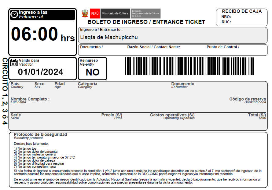 ticket to machu picchu 2024